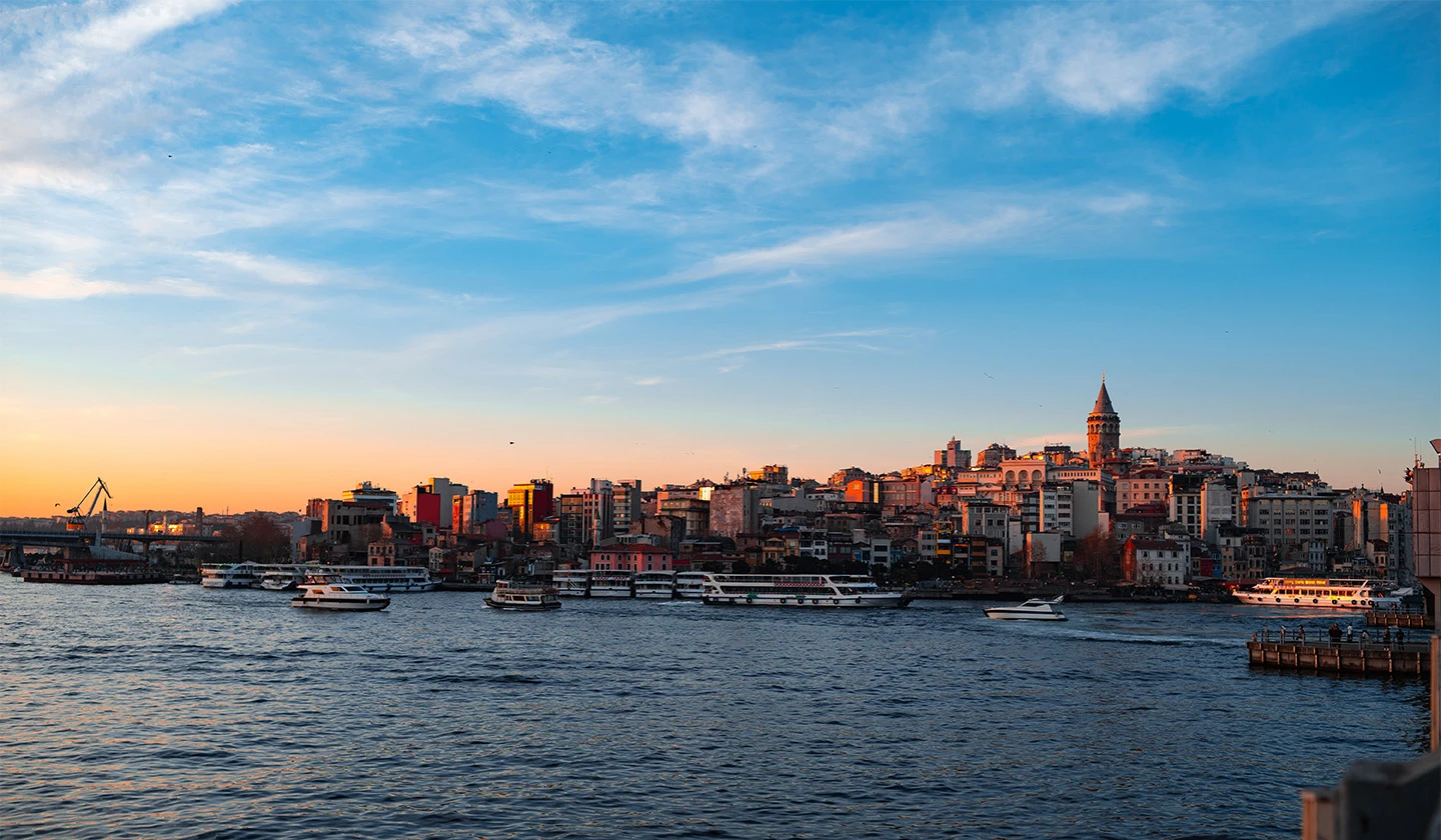 Aerial Cityscape of Istanbul from the river, Turkey